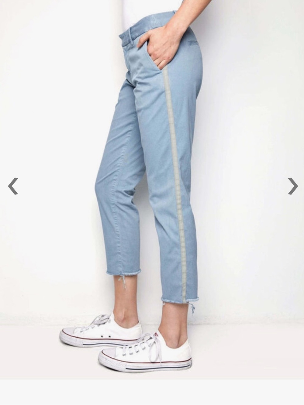 Nili Lotan Steel Blue East Hampton Cotton Pant With Tape Size 8